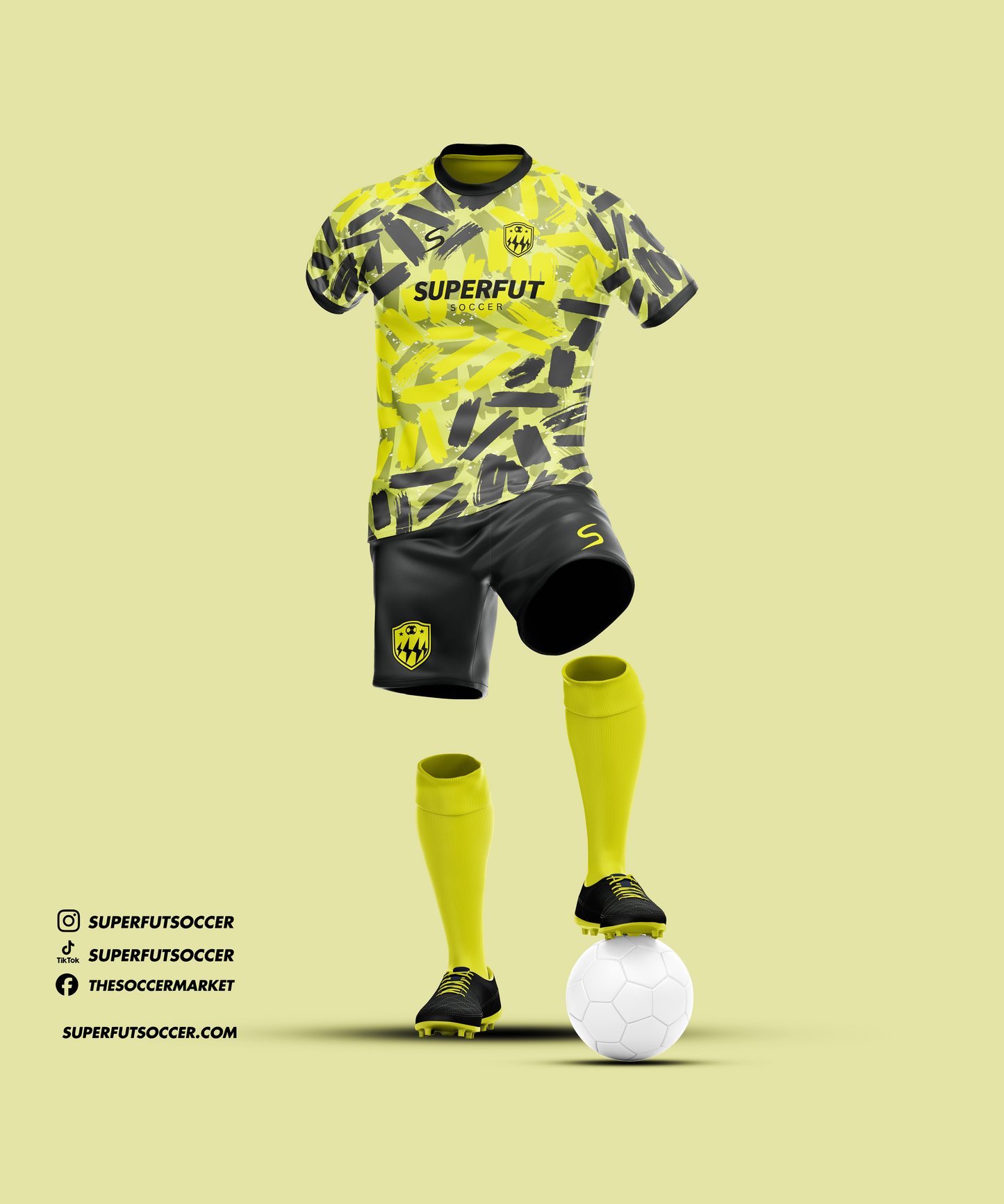 Yellow & Black Soccer Kit – Full Custom (Jersey + Shorts + Socks)