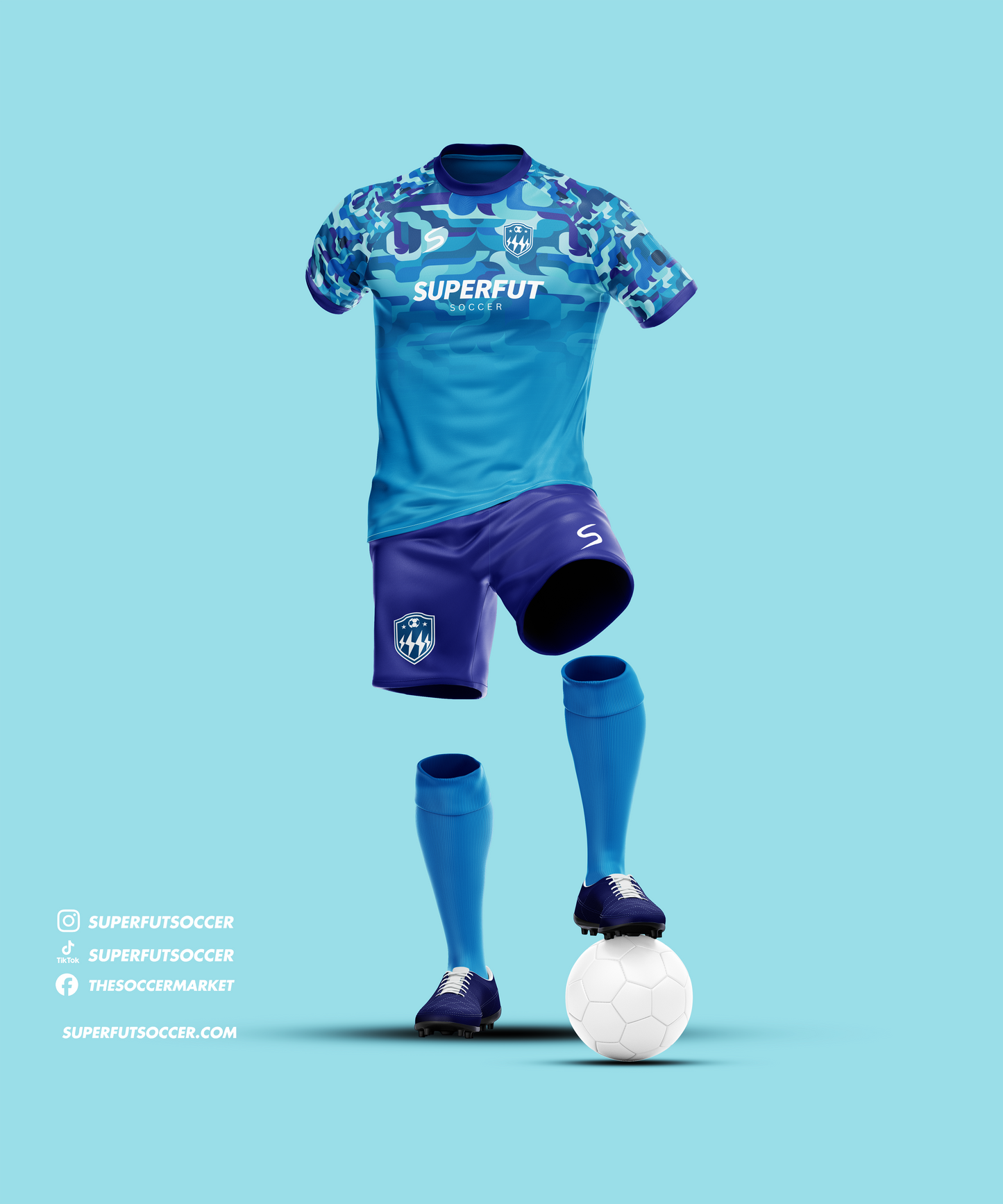 Blue Shapes Soccer Kit – Full Custom (Jersey + Shorts + Socks)