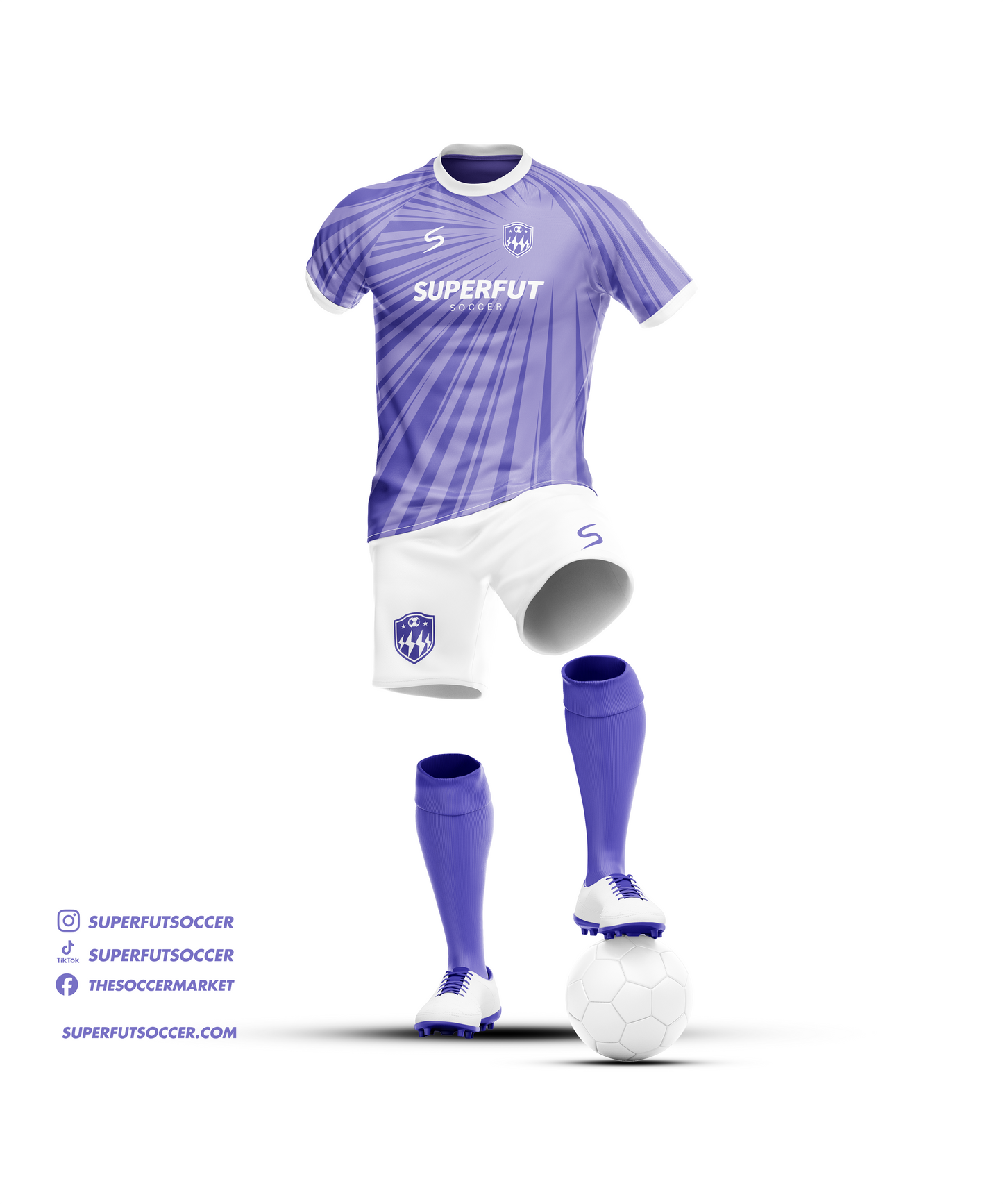 Purple & White Soccer Kit – Full Custom (Jersey + Shorts + Socks)