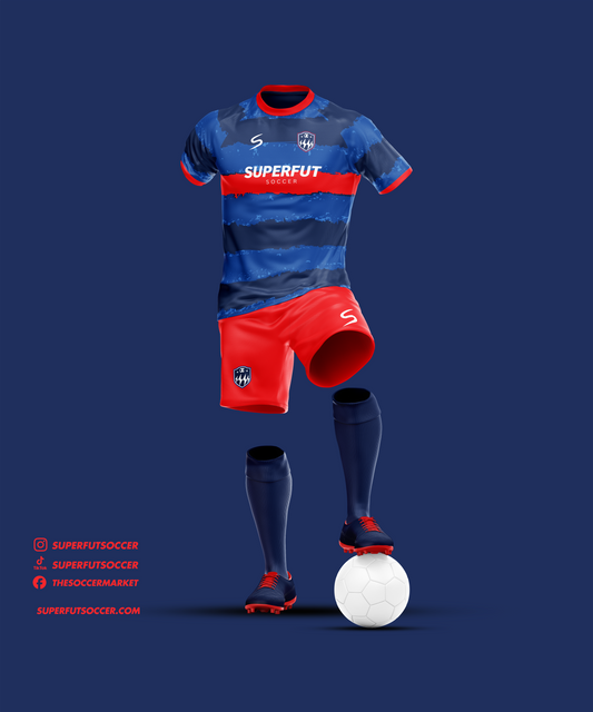 Blue & Red Soccer Kit – Full Custom (Jersey + Shorts + Socks)