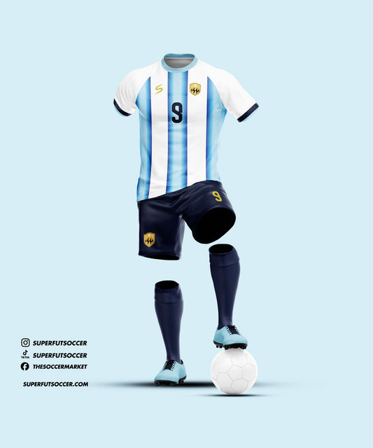 Blue & White Soccer Kit – Full Custom (Jersey + Shorts + Socks)
