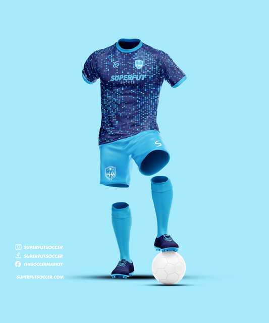 Navy Blue & Light Blue Soccer Kit – Full Custom (Jersey + Shorts + Socks)