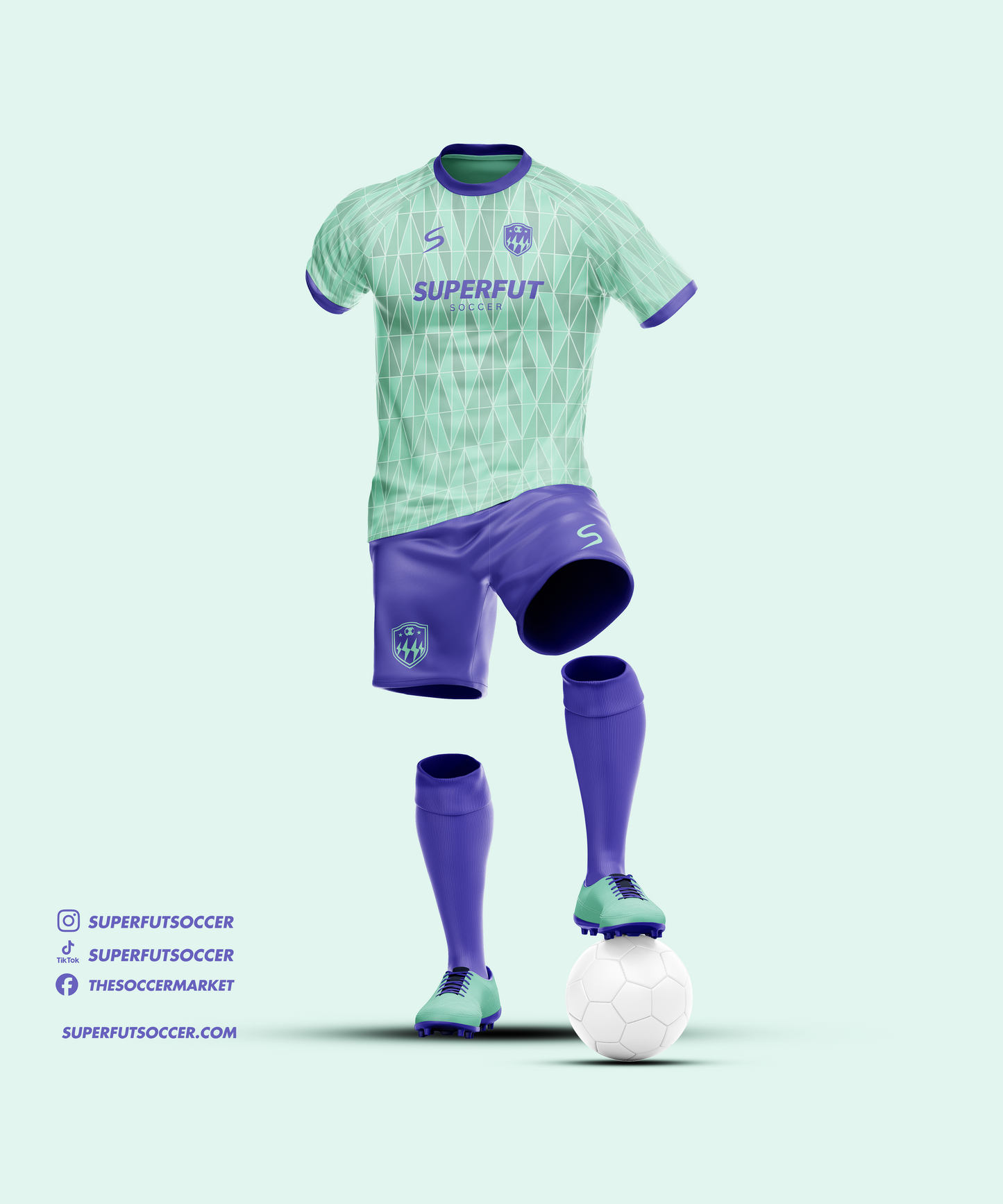 Light Green & Purple Soccer Kit – Full Custom (Jersey + Shorts + Socks)