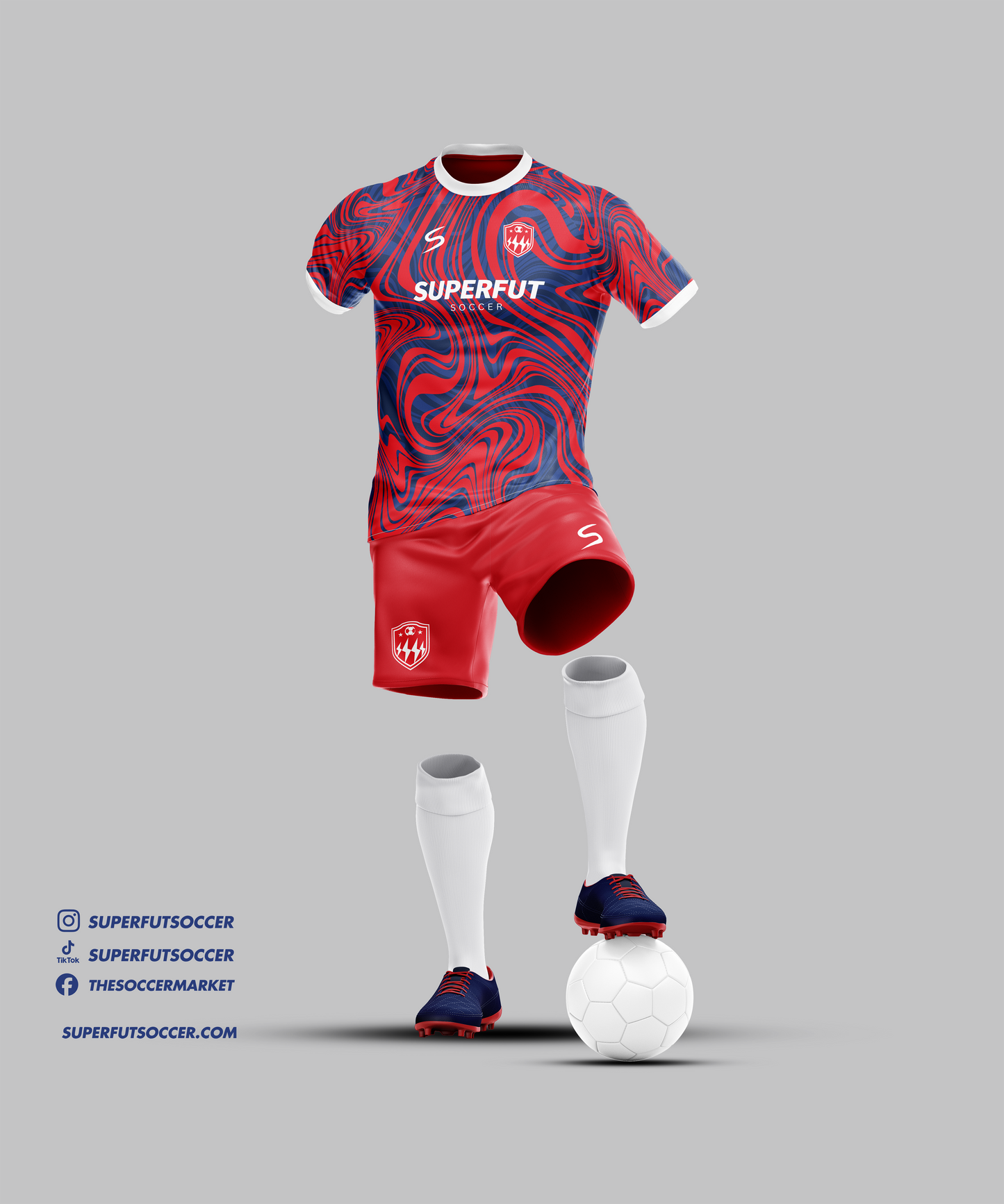 Blue & Red Soccer Kit – Full Custom (Jersey + Shorts + Socks)