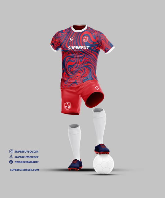 Blue & Red Soccer Kit – Full Custom (Jersey + Shorts + Socks)