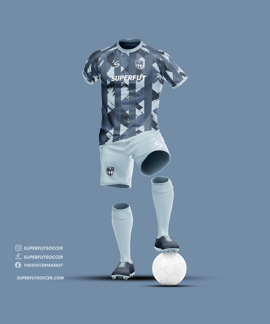 Gray Stripes Soccer Kit – Full Custom (Jersey + Shorts + Socks)