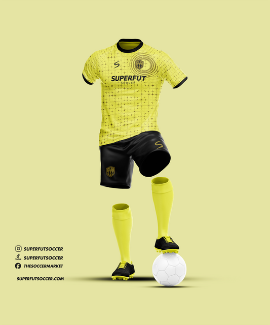 Yellow & Black Soccer Kit – Full Custom (Jersey + Shorts + Socks)