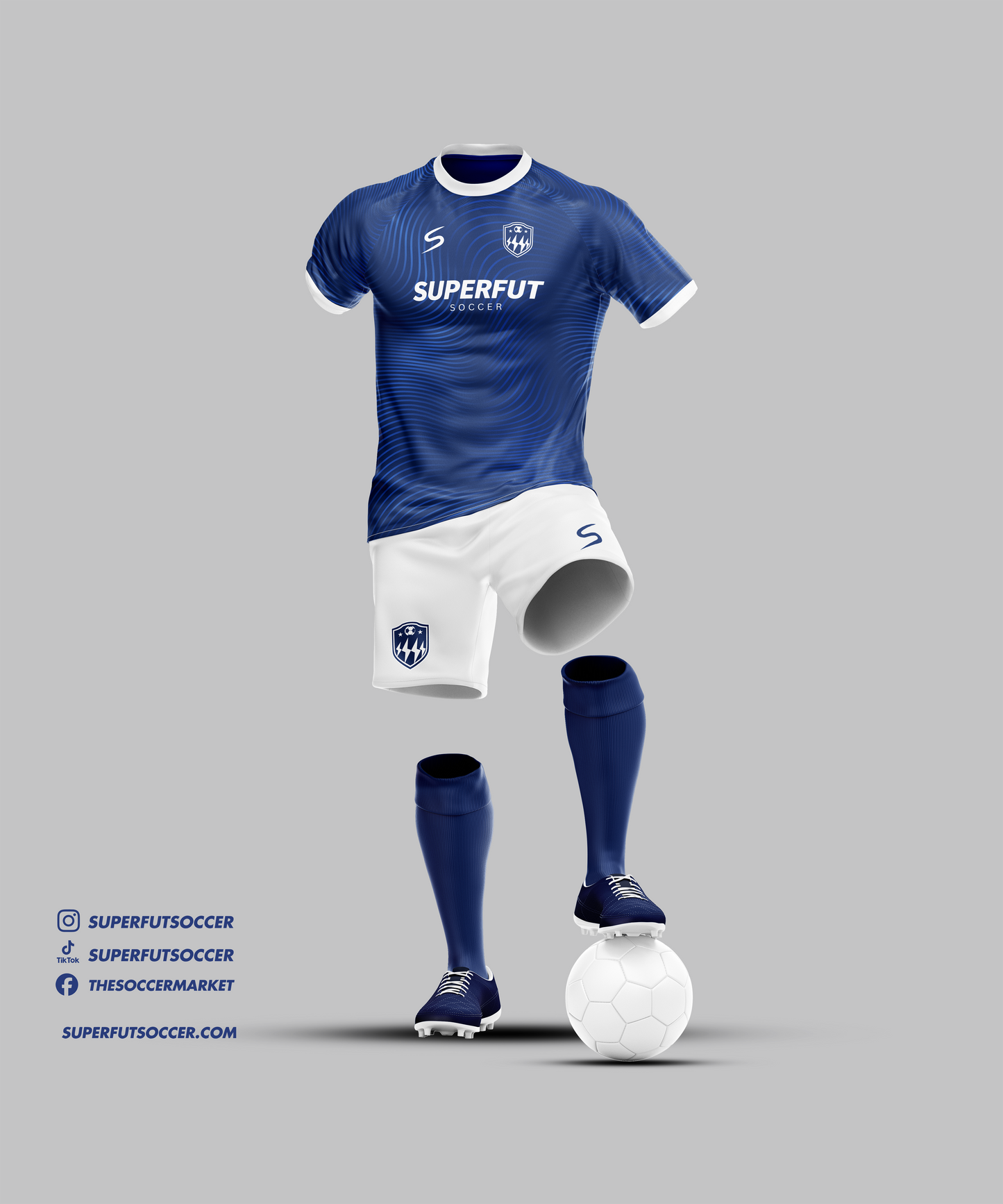 Blue & White Soccer Kit – Full Custom (Jersey + Shorts + Socks)