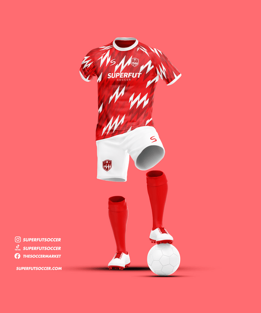 Red & White Soccer Kit – Full Custom (Jersey + Shorts + Socks)