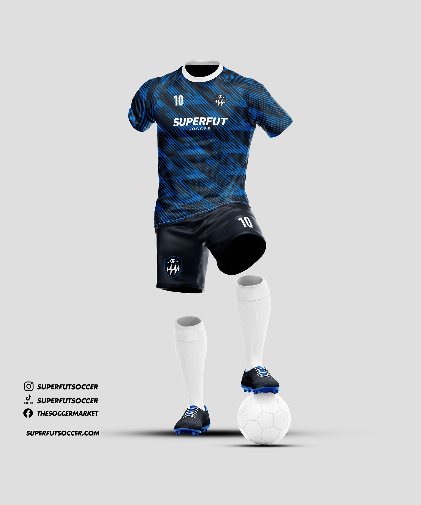 Blue & Navy Blue Soccer Kit – Full Custom (Jersey + Shorts + Socks)