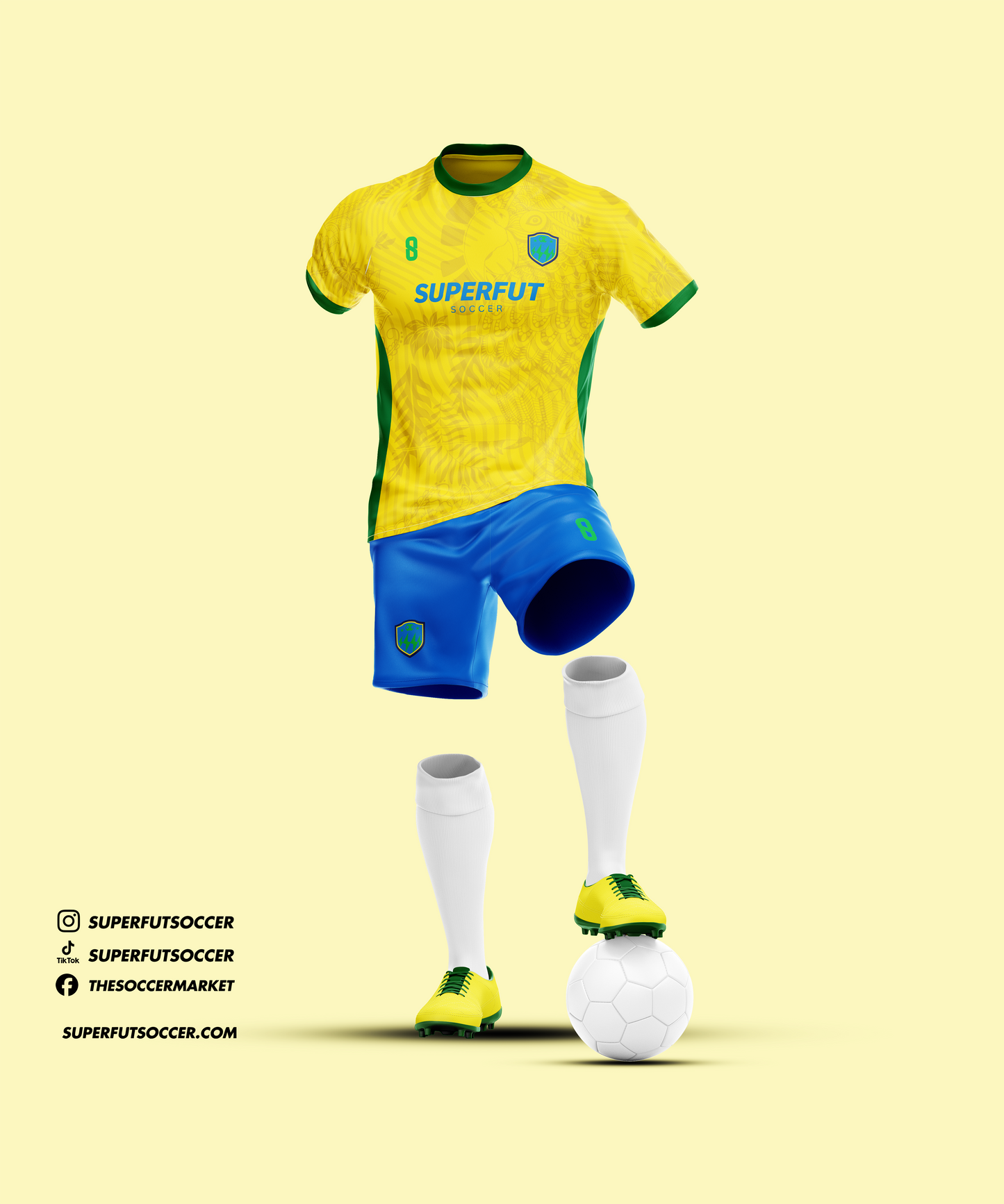 Yellow, Blue & Green Soccer Kit – Full Custom (Jersey + Shorts + Socks)