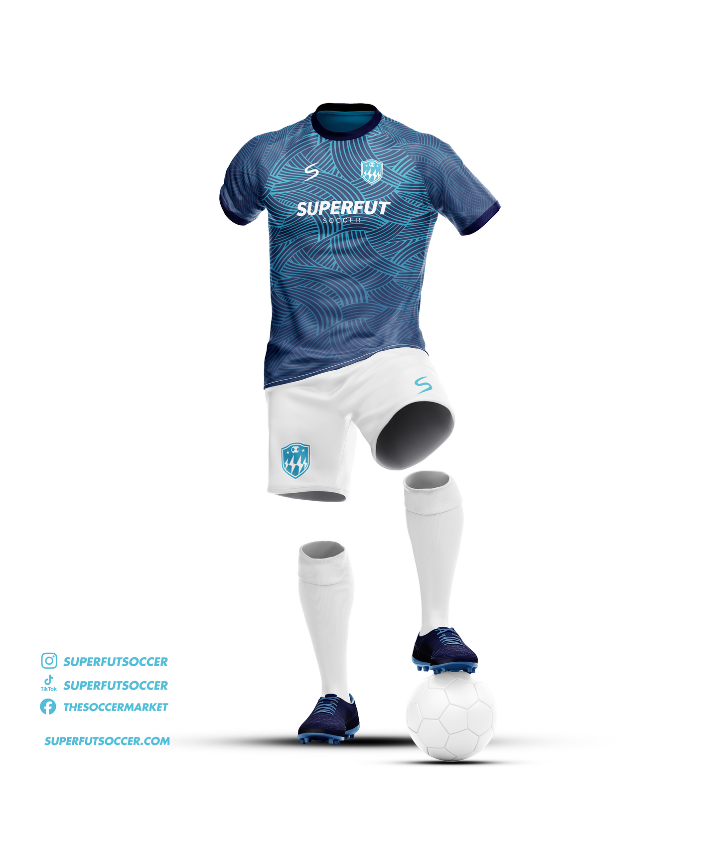 Light Blue & White Soccer Kit – Full Custom (Jersey + Shorts + Socks)