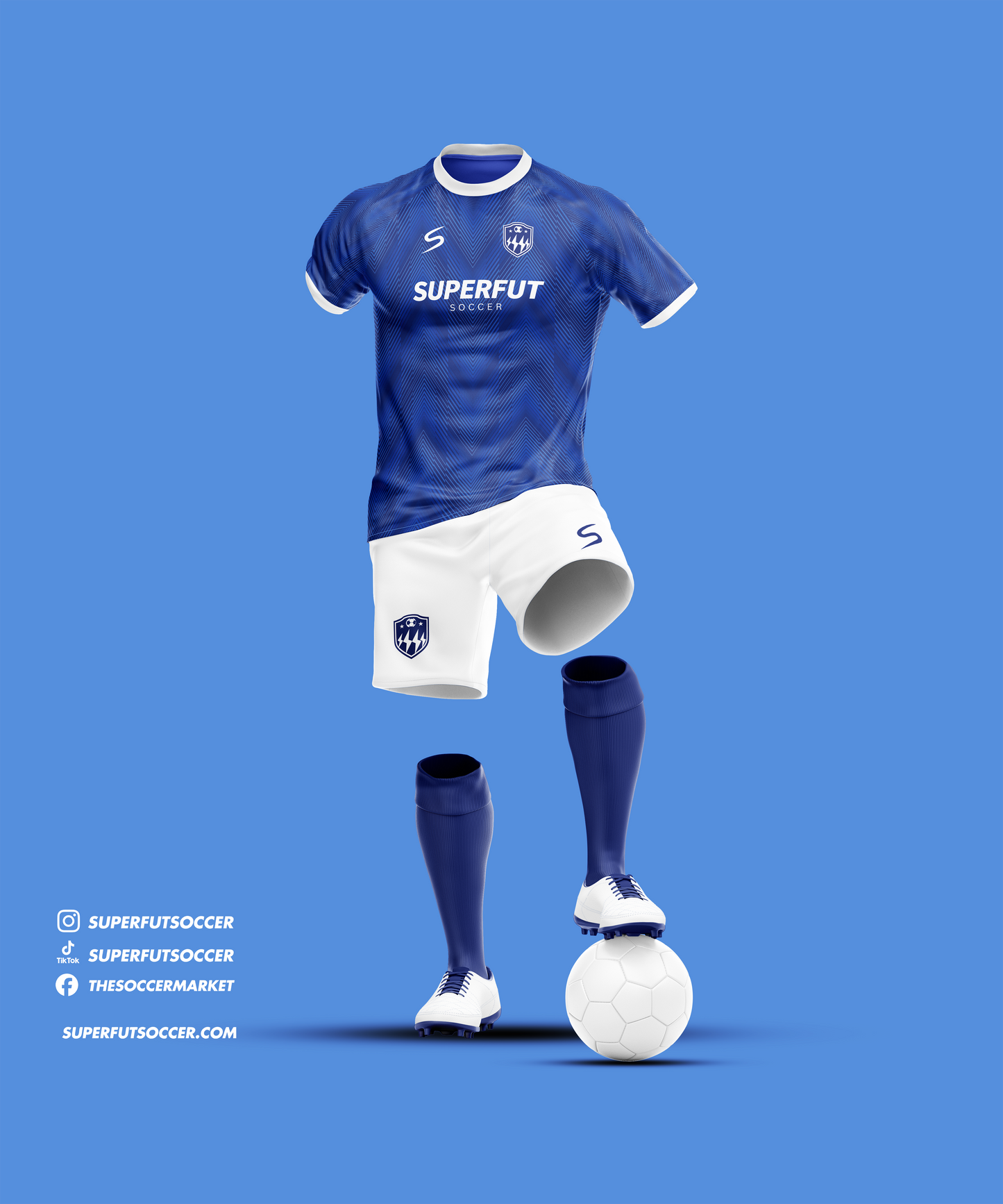 Blue & White Soccer Kit – Full Custom (Jersey + Shorts + Socks)