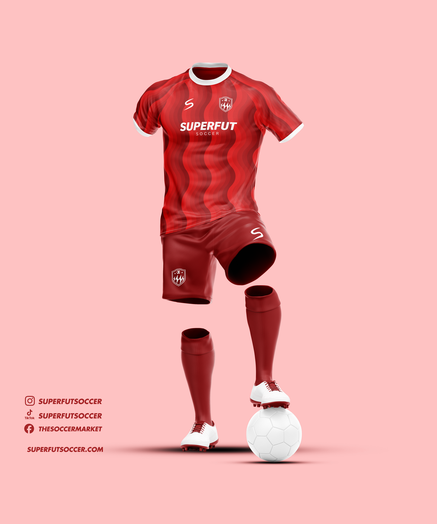 Red Soccer Kit – Full Custom (Jersey + Shorts + Socks)